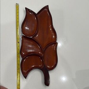 MCM 1960s mahogany wood leaf shaped tray